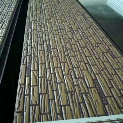 PU Sandwich insulation decorative metal wall boardThermal insulation faux tile metal embossed  foam cladding board