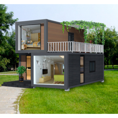 A two-story house with a kitchen and bathroom bedroom that is detachable and easy to install and move. A prefabricated container